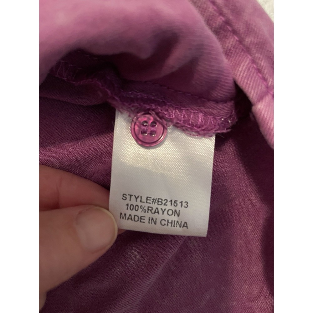 New Jodifl purple peasant tunic blouse women's sz Small ruffle shoulder cottage - Picture 6 of 11